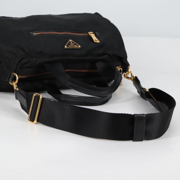 PRADA Hand Bag Nylon 2way Black Gold Auth yk19352V - Picture 8 of 16